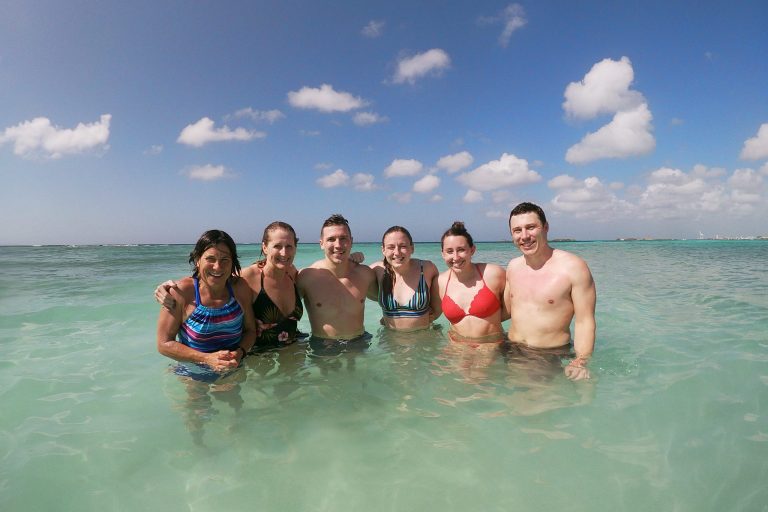 Fun after snorkeling at a pristine coral reef in Aruba